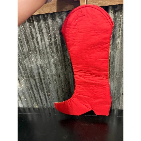 Pioneer Woman Cowboy Boot Christmas Stocking Red Floral Embroidered Western - Picture 2 of 2